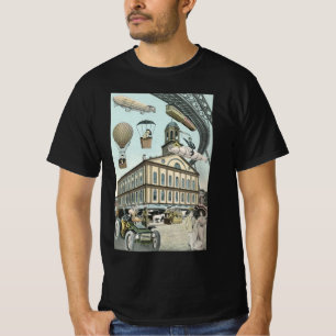 T-shirt Ficção científica retrô, cidade steampunk vitorian