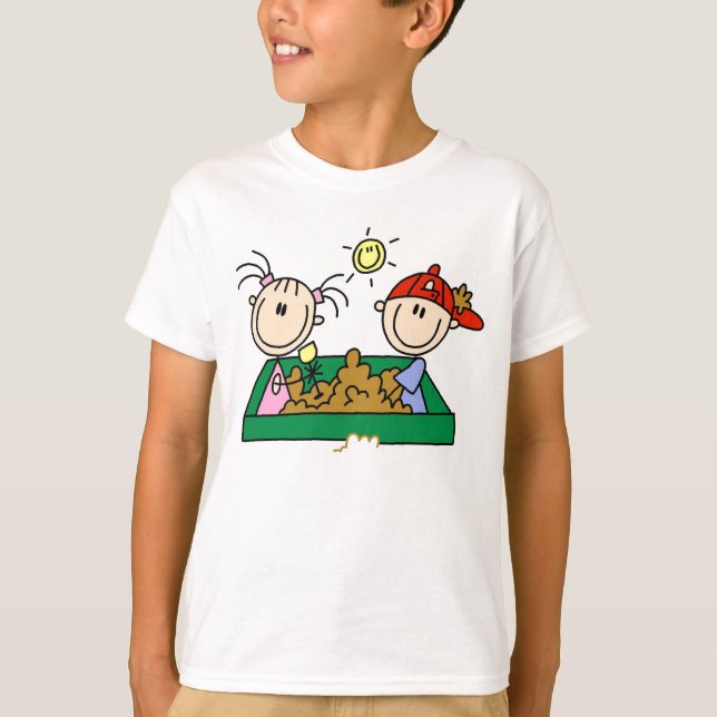 T-shirt Figura divertimento da vara da caixa de areia (Frente)