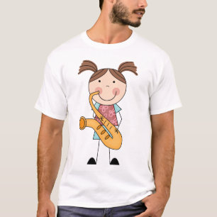 T-shirt Figura menina da vara com saxofone