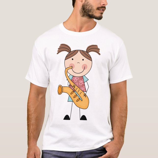 T-shirt Figura menina da vara com saxofone (Frente)
