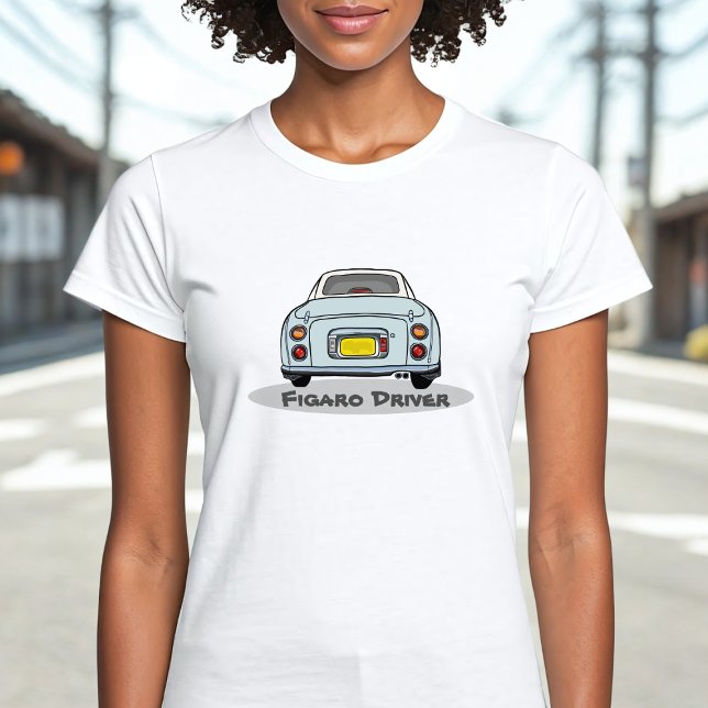 T-shirt Figuras Pale Aqua Figaro Nome do Driver (Add your name to this cute blue figaro driver t-shirt! Perfect to wear whilst driving your cute car)
