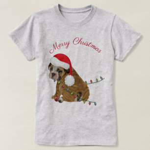 T-shirt Filhote de Bulldog Inglês Natal