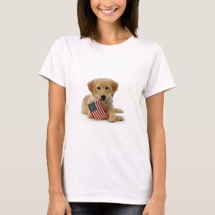 T-shirt Filhote de cachorro e bandeira do golden retriever