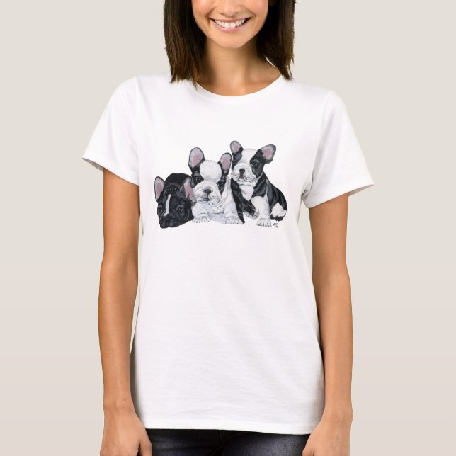 T-shirt Filhotes de Bulldog Francês (Frente)