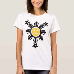 T-shirt Filipino Sol e Estrelas Face - Preto e Amarelo