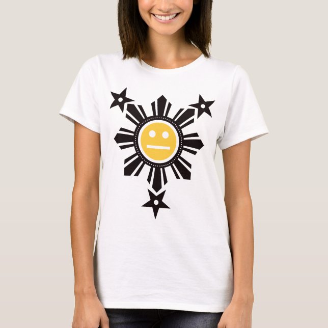 T-shirt Filipino Sol e Estrelas Face - Preto e Amarelo (Frente)
