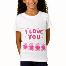 T-Shirt Fine Jersey para garotas "Eu te amo"