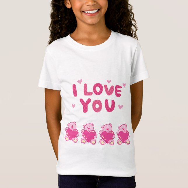 T-Shirt Fine Jersey para garotas "Eu te amo" (Frente)