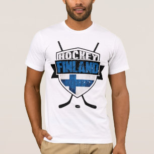 T-shirt finlandês do hóquei em gelo com impress