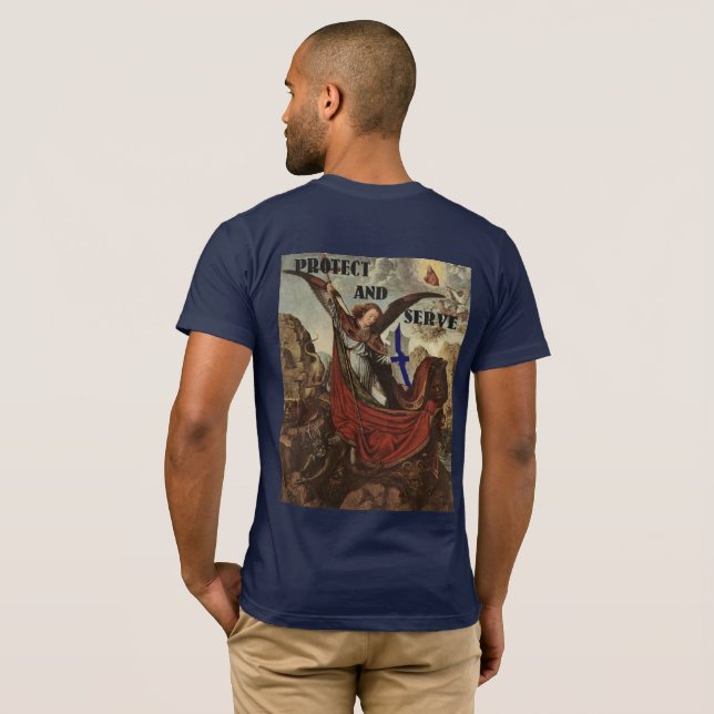 T-shirt fino de St Michael Blue Line (Parte Traseira Completa)