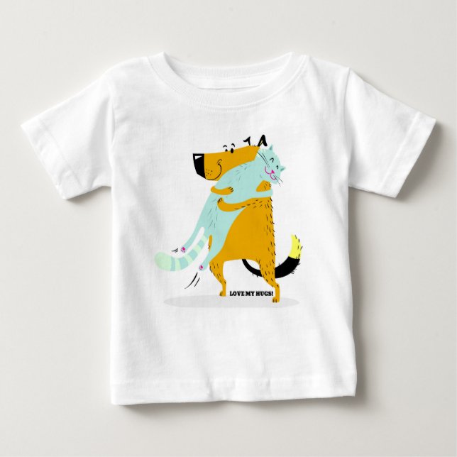 T-shirt fino do jérsei do bebê com aperto do gato (Frente)