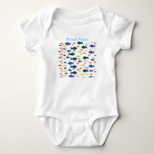 T-shirt Fishes Baby Jersey Bodyfato, Branco