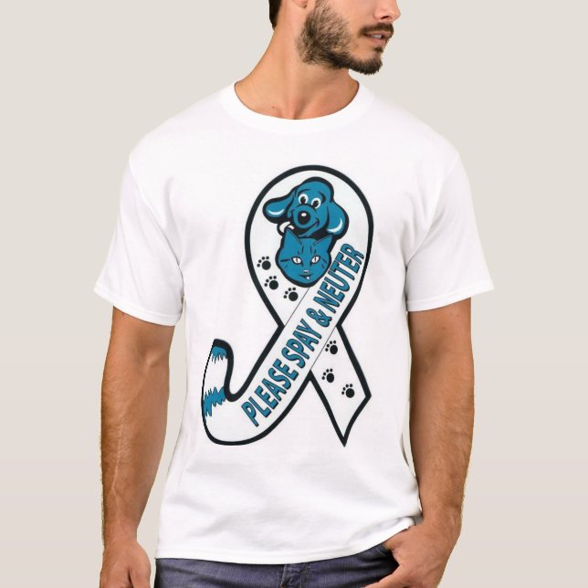 T-shirt Fita atada da consciência: Por favor spay & (Frente)