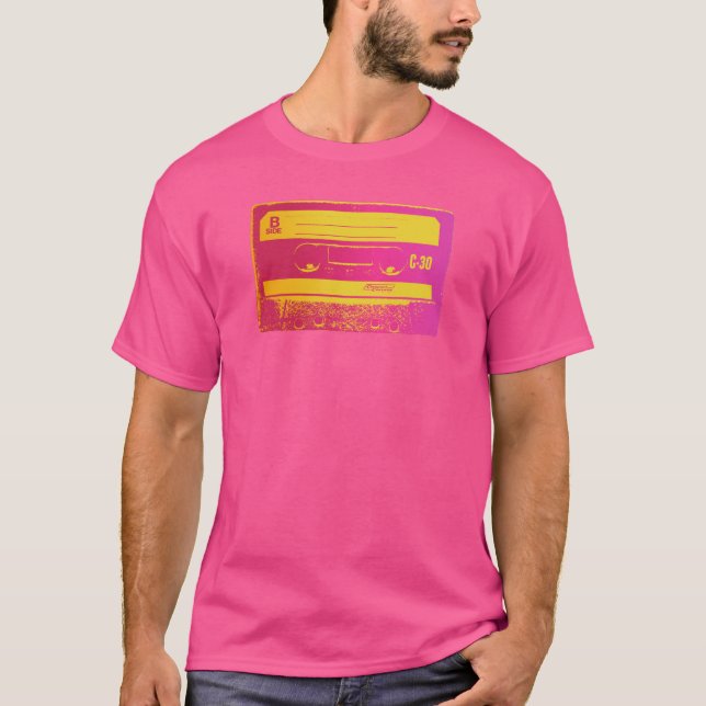 T-shirt Fita Cassete Retroativa Rosa e Amarela (Frente)