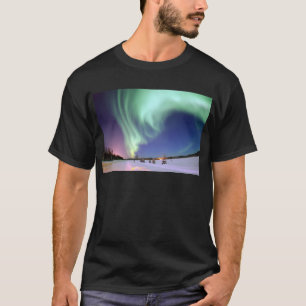T-shirt Fita chique da aurora boreal do fulgor do jade das