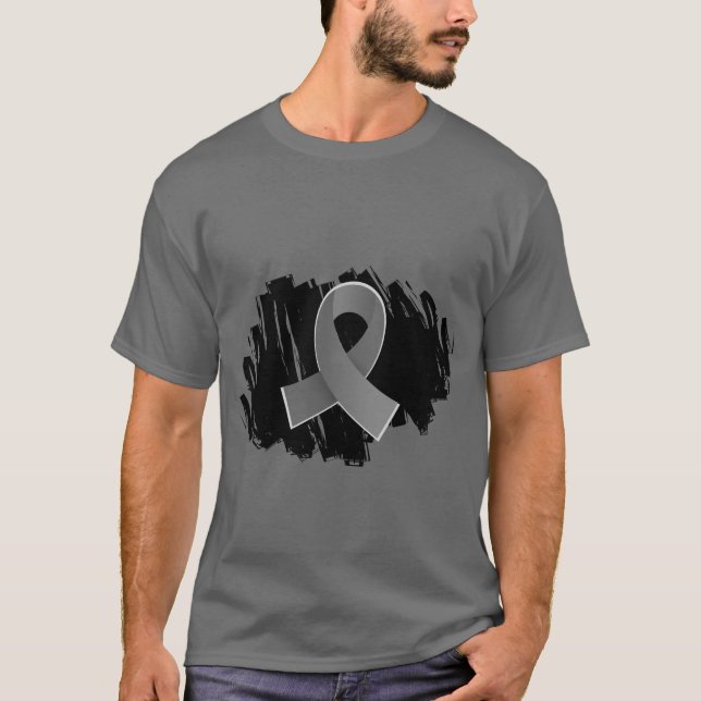 T-shirt Fita cinzenta do cancro cerebral com Scribble (Frente)