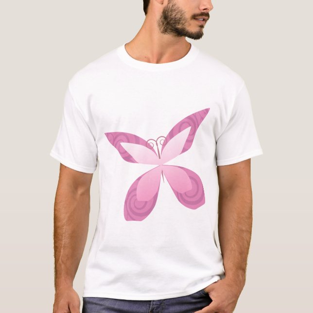 T-shirt Fita cor-de-rosa da borboleta (Frente)