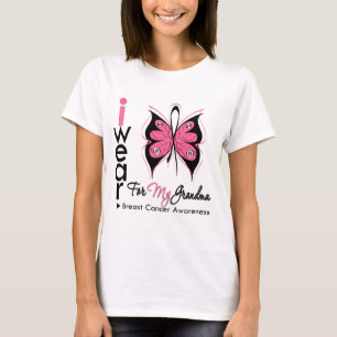 T-shirt Fita da borboleta do cancro da mama para minha av