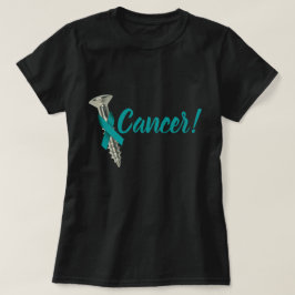 T-shirt Fita da cerceta do cancro do colo do útero do