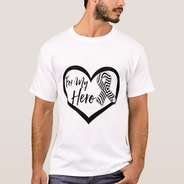 T-shirt Fita da consciência da zebra para meu herói (Frente)
