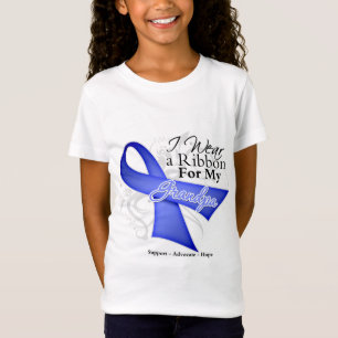 T-shirt Fita da pervinca do vovô - cancer de estômago