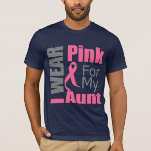 T-shirt Fita de câncer de mama eu visto a tia cor-de-rosa
