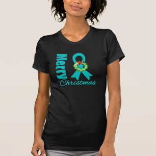 T-shirt Fita do Feliz Natal da consciência do câncer de