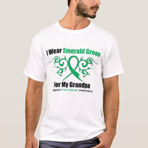 T-shirt Fita do verde esmeralda (vovô) - câncer de figad