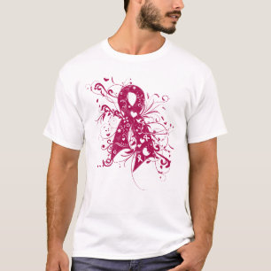 T-shirt Fita floral dos redemoinhos do mieloma múltiplo
