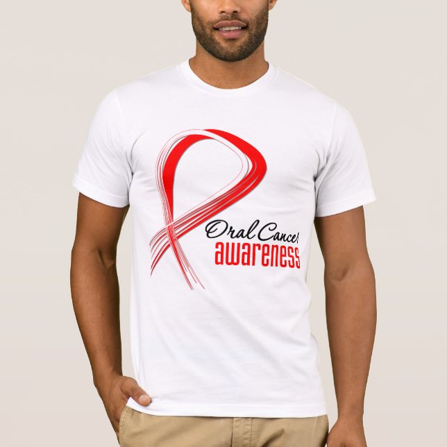 T-shirt Fita Grunge de Sensibilização Oral para o Cancer (Frente)