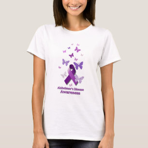 T-shirt Fita roxa da consciência: Doença de Alzheimer