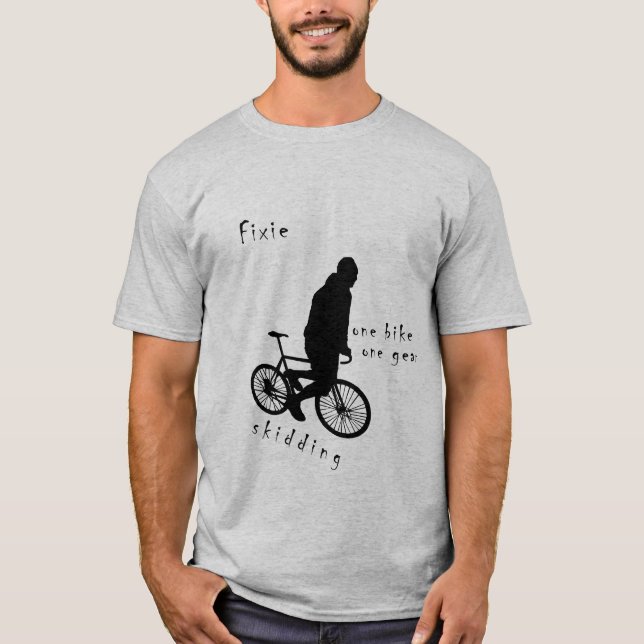 T-shirt Fixie - um patim da engrenagem da bicicleta uma (Frente)