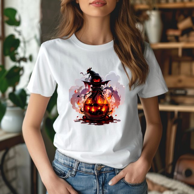 T-shirt Flacon Sorcière Flamme Effrayant (Criador carregado)