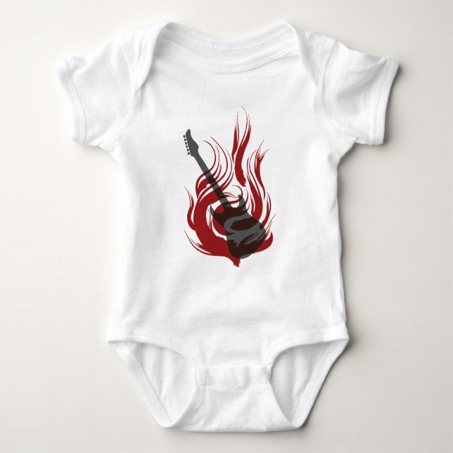 T-shirt flamejante da guitarra (Frente)