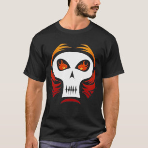 T-shirt flamejante do crânio