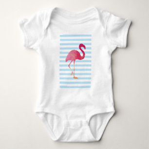 T-shirt Flamingo, blue and white stripes