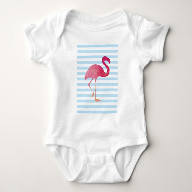 T-shirt Flamingo, blue and white stripes (Frente)