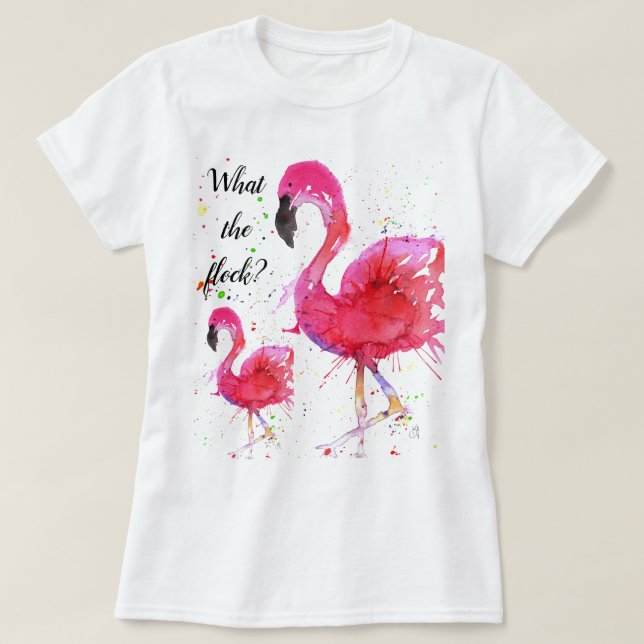 T-Shirt Flamingo, Cor-de-rosa, bonito (Frente do Design)