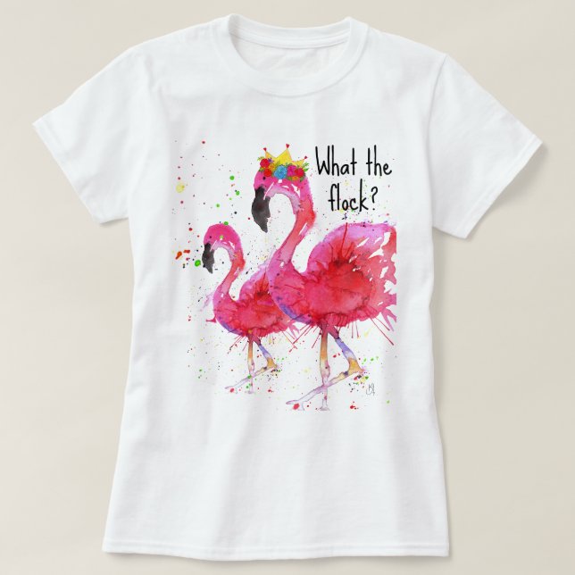 T-Shirt Flamingo, Cor-de-rosa, bonito (Frente do Design)