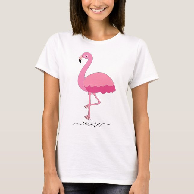 T-Shirt Flamingo Personalizado Para Flamingo Lover (Frente)