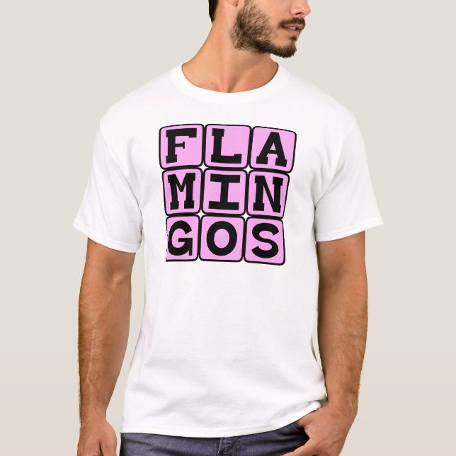 T-shirt Flamingos, Pássaro Rosa (Frente)