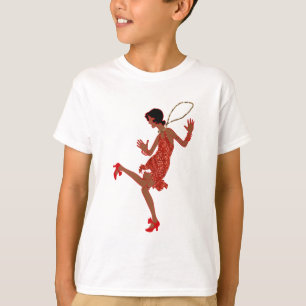 T-shirt flaper preto sequencial vermelho