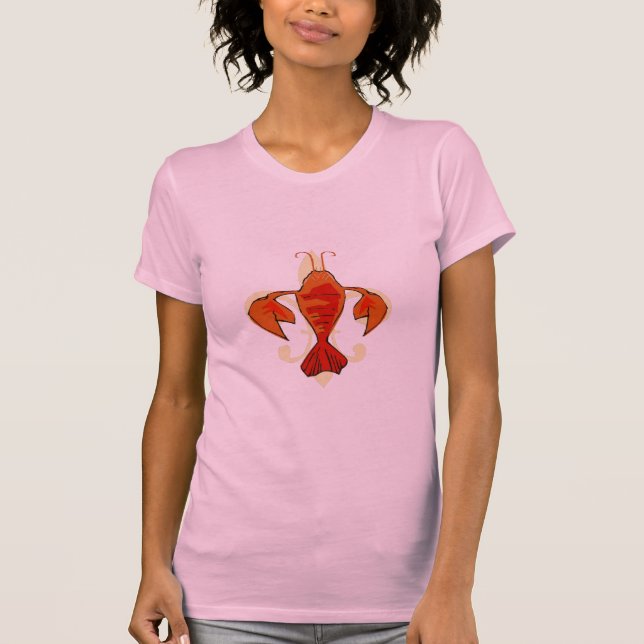 T-shirt Fleur De Craw Crayfish, Fleur De Lis (Frente)