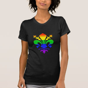 T-shirt Fleur de Lis Arco-íris Estilizado