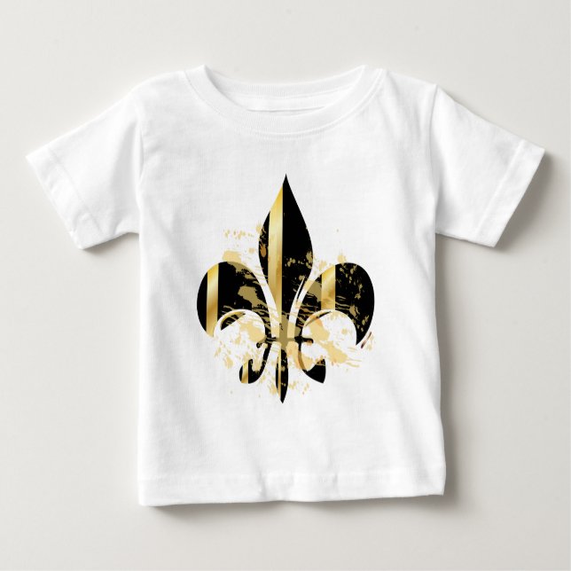 T-shirt Fleur de Lis, preto e Dourado (Frente)