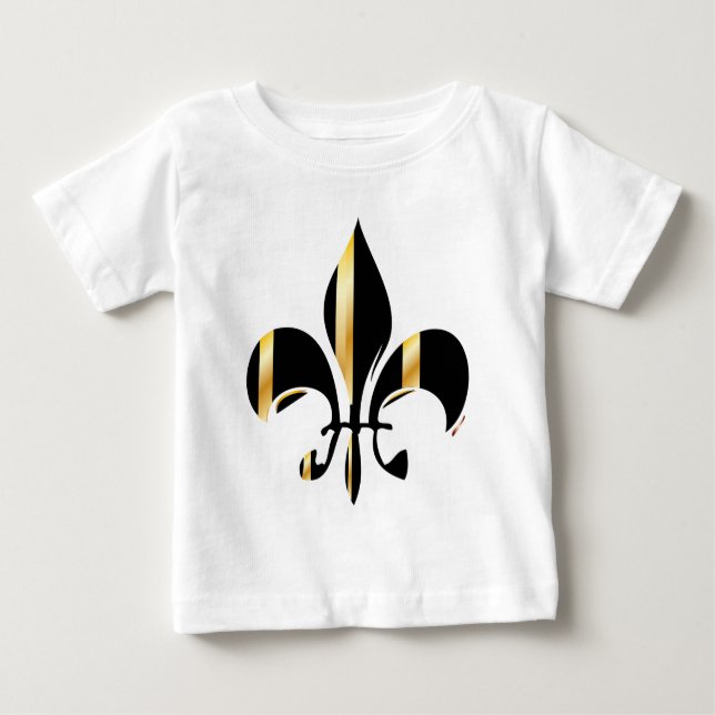 T-shirt Fleur de Lis, preto e Dourado (Frente)