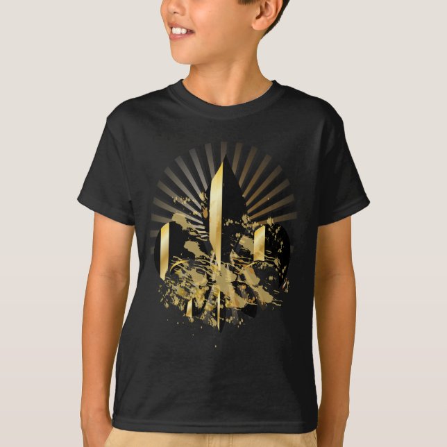 T-shirt Fleur de Lis, preto e Dourado (Frente)