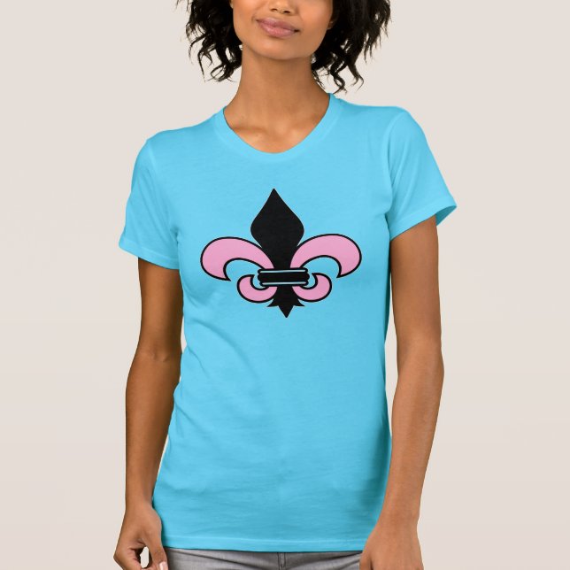 T-shirt Fleur-de-Lis Rosa e Preta (Frente)