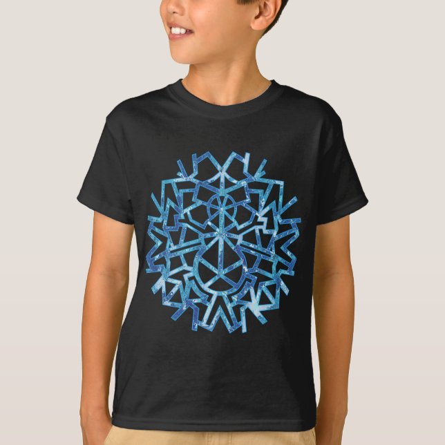T-shirt Floco de neve azul do boneco de neve (Frente)