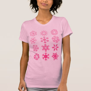 T-shirt Flocos de neve rosados - Teto de folga curta, de u
